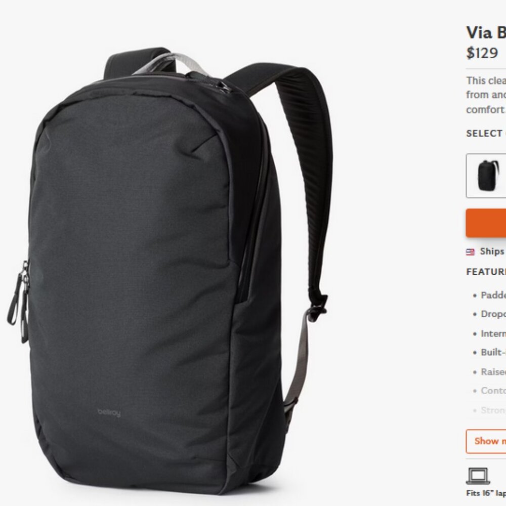 Bellroy Via 20L Backpack in Slate